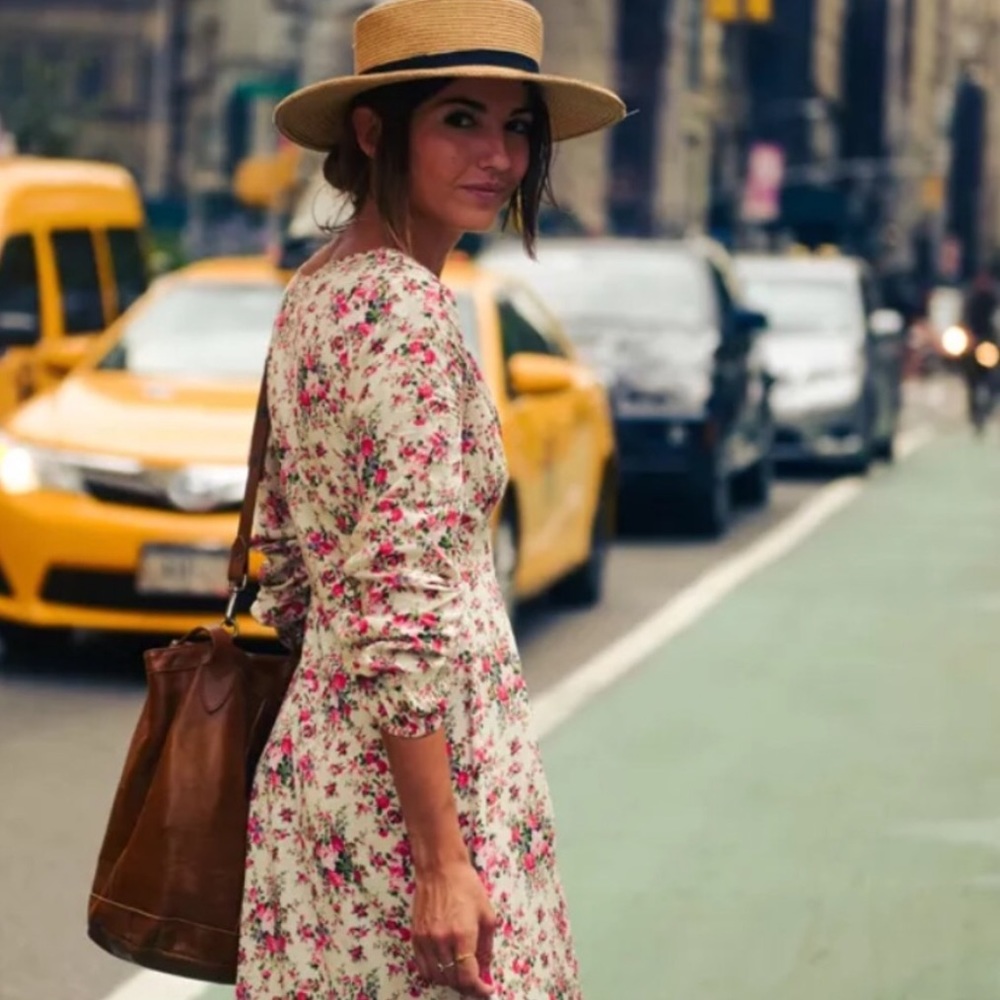 Flowing Blooms Boho Maxi Dress W/Slim Full Skirt, Floral Maxi Dress, Long Sleeve - Picture 2 of 11